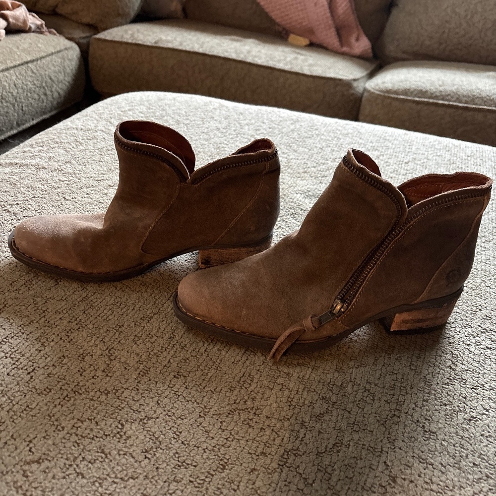 Dark brown suede boots